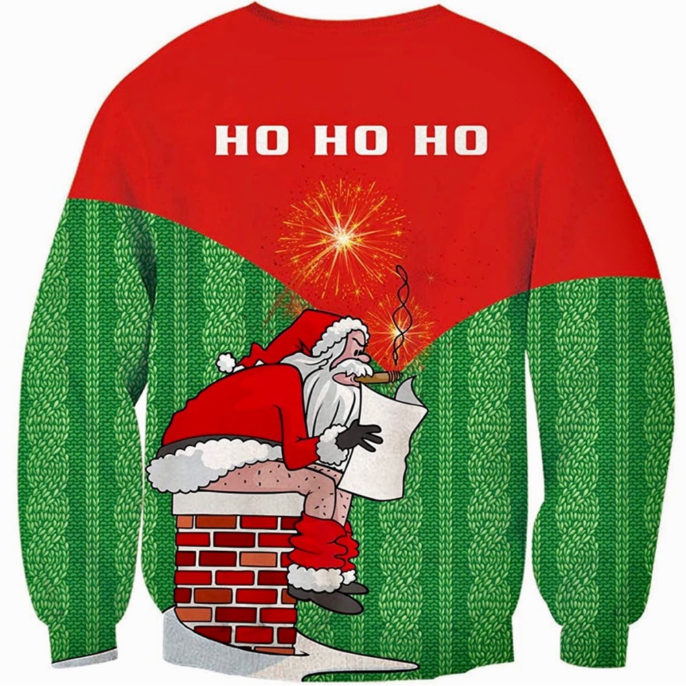 SANTA POOPING CHIMNEY UGLY CHRISTMAS SWEATER